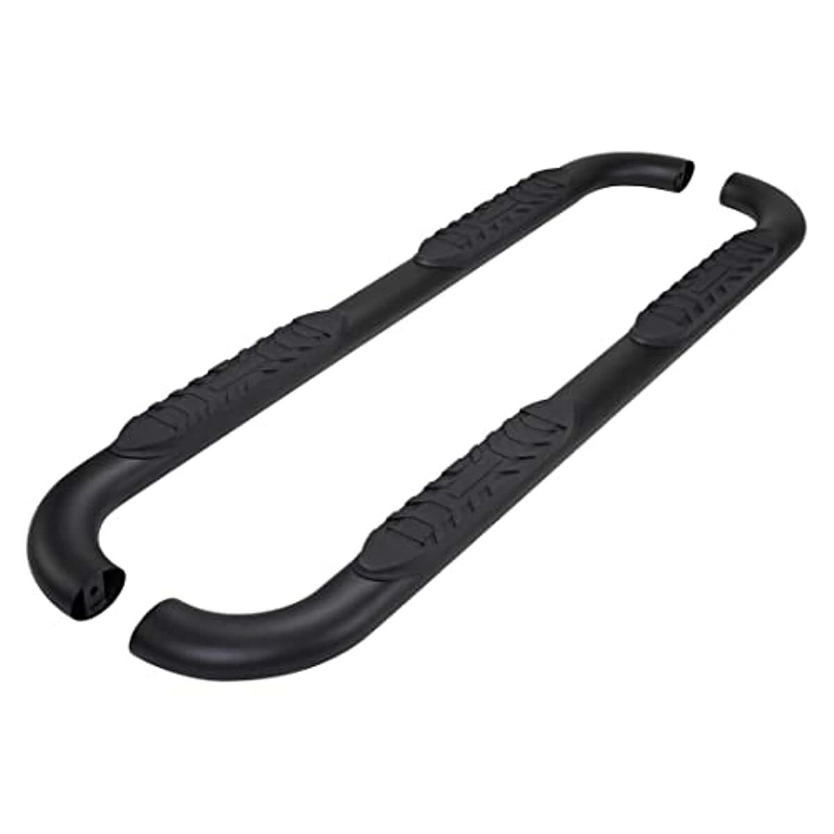 TRAILFX A1006B TrailFX Truck Side Steps 4 Inch Oval Bent Nerf Bar Side Steps with Step Pads Titanium Black Powder-Coated Steel Welded End Caps Rocker Panel Mount Slip-Resistant Set of 2 TrailFX A1006B