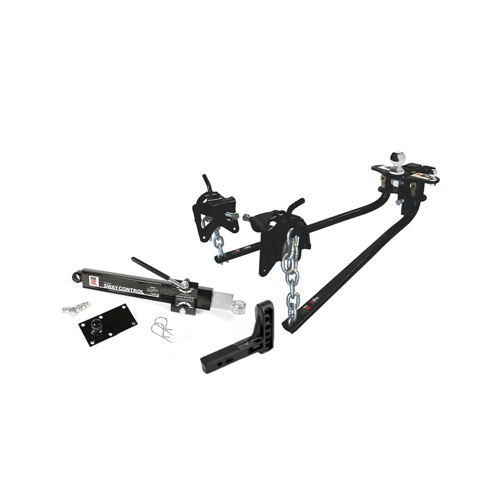 CAMCO 48058 Camco Eaz-Lift Elite 1,000lb Weight Distribution Hitch Kit with Manually Adjusted Sway Control - Ready-to-Tow with Pre-Installed Hitch Ball, Sway Control Ball, U-Bolts, & Chain Package (48058)
