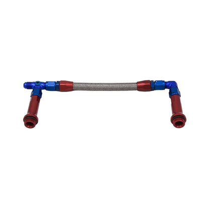 SPEEDFX 575106 SpeedFX Carburetor Fuel Line 575106, Used With Holley Ultra HP Dual Inlet Carburetor, 6AN x 3/8 Inch NPT Port, Anodized, Red/Blue, Stainless Steel Braided Hose
