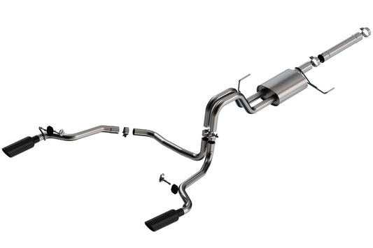 BORLA 140903BC Borla 21-22 F-150 Powerboost 3.5L V6 2WD & 4WD 4DR 3in, 2.25in S-TYPE Catback w/Black Chrome Tips - 140903BC