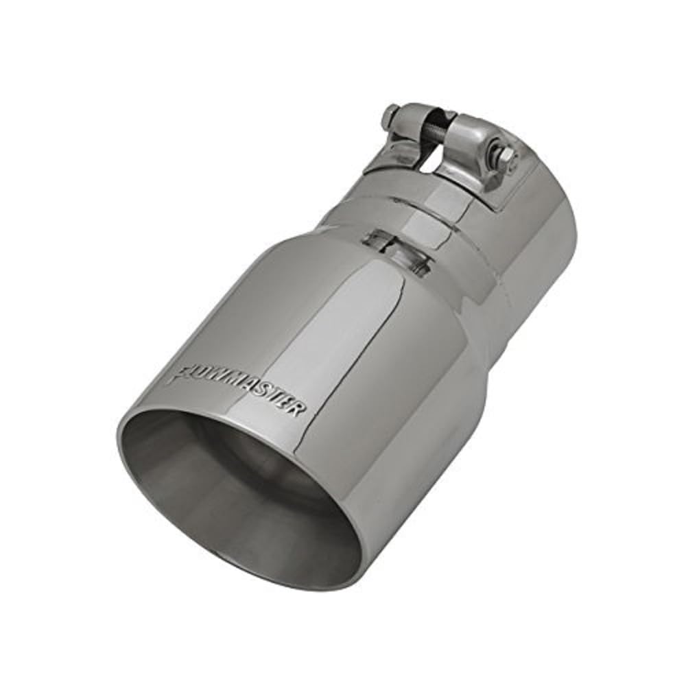 FLOWMASTER 15377 Flowmaster 15377 Exhaust Tip 4 Inch Angle Cut Polished 304 Stainless Steel Fits 3 Inch Tubing Clamp On