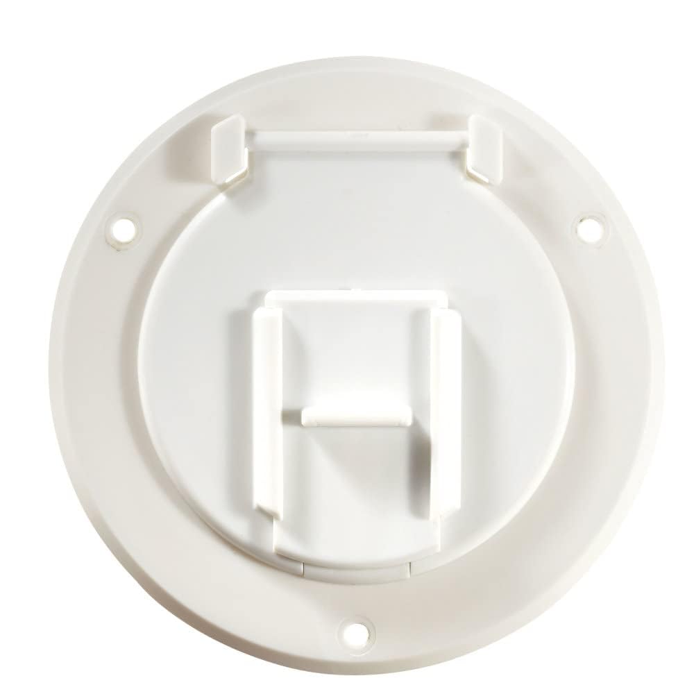 RV DESIGNER B120 RV Designer B120, Round Electrical Cable Hatch, Basic, Replaceable Lid, 4.3 inch Diameter, Polar White