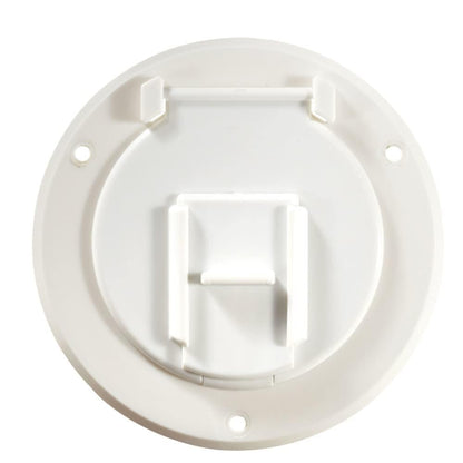 RV DESIGNER B120 RV Designer B120, Round Electrical Cable Hatch, Basic, Replaceable Lid, 4.3 inch Diameter, Polar White