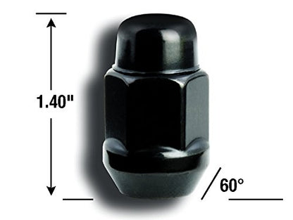 GORILLA 41147BCB Acorn Bulge - 3/4" Hex - 14mm x 1.50 Thread Size - Black Finish - Pack of 4 Lug Nuts (41147BCB)