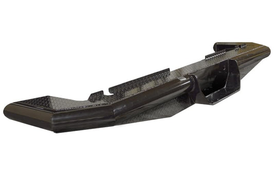 CATTLEMAN 4233S Cattleman HD 4233S Rear Pipe Bumper Fits Ram 3500 2019-2025 Gloss Black Powder-Coated Steel 1-Piece Bolt-On 4 Inch Schedule 40 Pipe Diamond Plate For Dual Rear Wheels Sensor Compatible