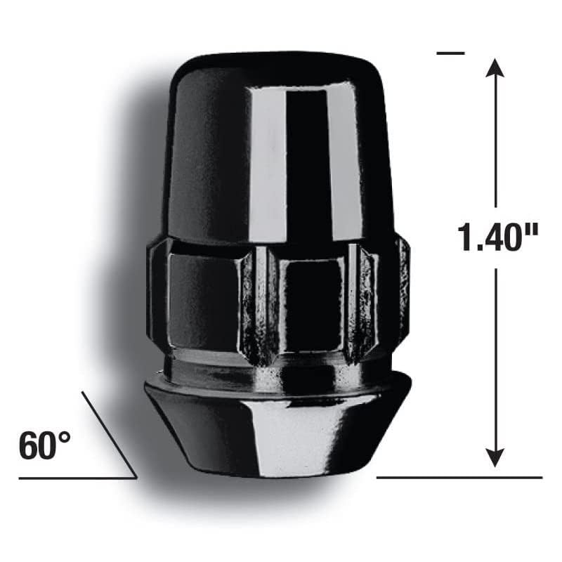 GORILLA 71643NBC Gorilla Automotive 71643NBC Black (14mm x 1.5 Thread Size, Pack of 20) Acorn Bulge, Wheel Lock System