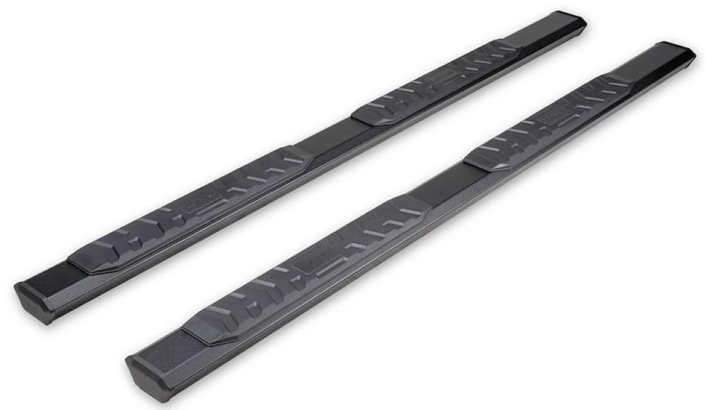 TRAILFX AL4018B TrailFX Nerf Bars for 2007-2021 Toyota Tundra Double Cab Titanium Black Powder Coated Aluminum 4-1/2 Inch Hexagonal Side Steps with Step Pads Rocker Panel Mount Set of 2 Running Boards