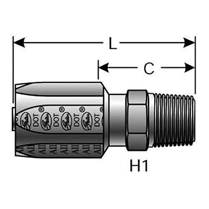 Gates 8C5-8RMP Field Attachable for C5C, C5D and C5M Hose, Male Pipe NPTF, 30 Cone Seat, Steel, 13/32" ID