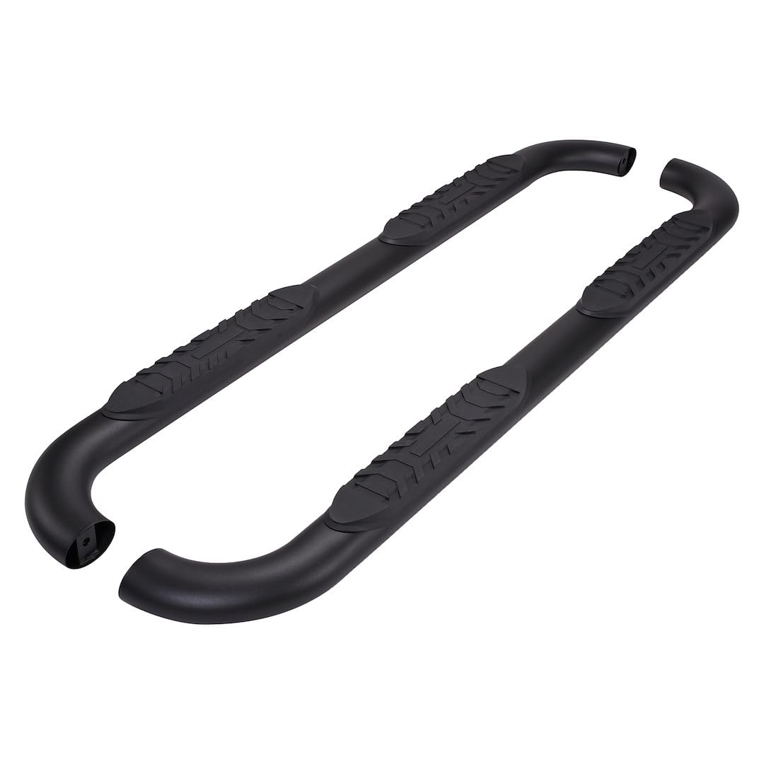 TRAILFX A1012B TrailFX Nerf Bars for Ram 1500 Crew Cab 2019-2025 Titanium Black Steel 4 Inch Oval Bent Side Steps with Slip-Resistant Molded Step Pads Rocker Panel Mount Set of 2 Running Boards