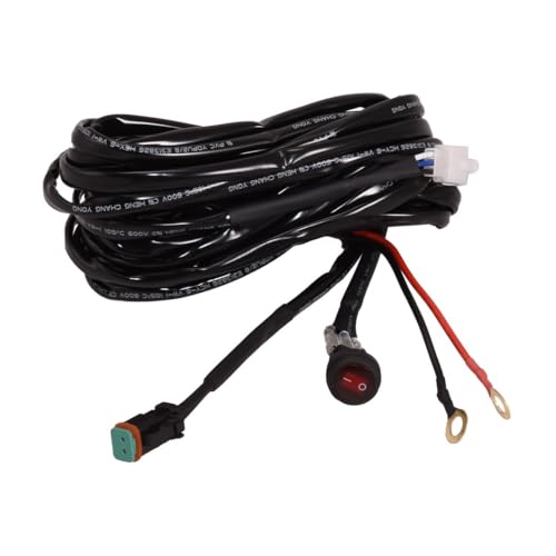TRAILFX WRHRNSS1 Fog Light Wiring Harness Replacement Wiring Harness for TrailFX Single Cube Single Row LED Light Bars 9.4 Foot Waterproof Deutsch Connector Rocker On/Off Switch 30A Fuse 12V Relay TrailFX WRHRNSS1