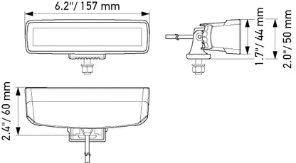 HELLA 358176201 Hella 1FB 358 176-201 LED Headlight - Black Magic Mini Lightbar 6.2 Inches - 12/24 V - Mounting - Cable: 800 mm - Connector: Open Cable Ends