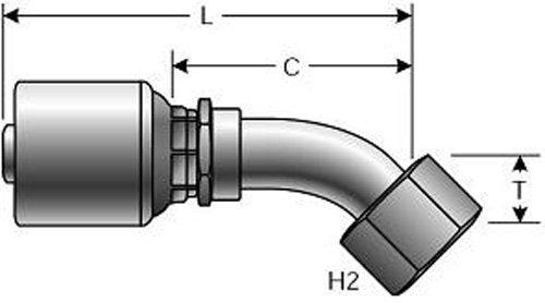 Gates G25202-0808 MegaCrimp Couplings, Female SAE 45 Flare