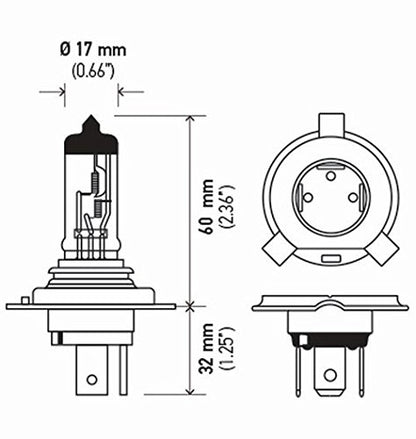 HELLA H4P45T HELLA H4 P45T Standard Halogen Bulb, 12 V, 60/55W