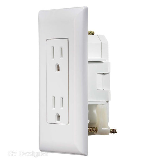 RV DESIGNER S811 RV Designer S811 - Self-Contained Dual AC Outlet with Cover Plate, White