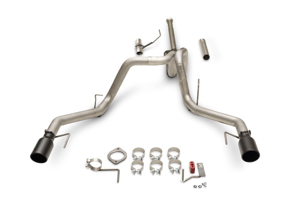 FLOWMASTER 818168 Flowmaster 818168 Outlaw Series Cat-Back Exhaust 3 Inch In Dual 2.5 Out 409 Stainless Steel 4.5 Inch Black Tips Compatible with 2021-2025 Ford F-150 2.7 3.5 5.0L PowerBoost and non-hybrid Factory Dual