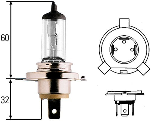 HELLA 9003 HELLA 9003 Standard Halogen Bulb, 12 V, 60/55W, Clear, Standard - 60/55W