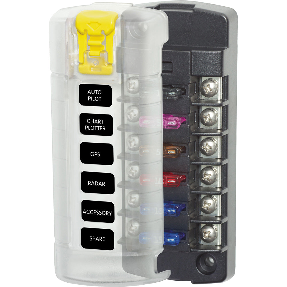 Blue Sea Systems 5035 Blue Sea 5035 ST Blade Fuse Block w/Cover - 6 Circuit Independent w/o Negative Bus