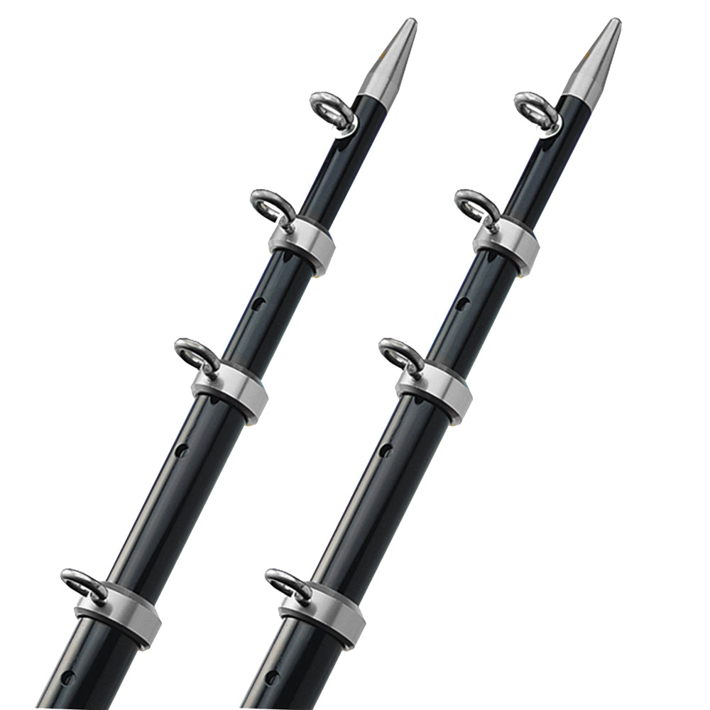 TACO Marine OT-0542BKA15-HD TACO 15' Telescopic Outrigger Poles HD 1-½" - Black/Silver