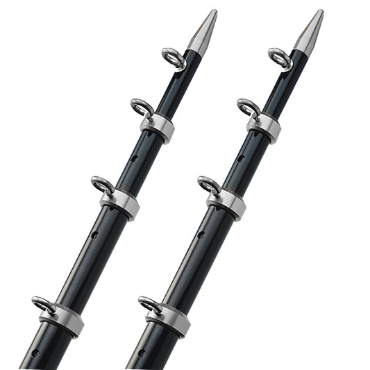 TACO Marine OT-0542BKA15-HD TACO 15' Telescopic Outrigger Poles HD 1-½" - Black/Silver