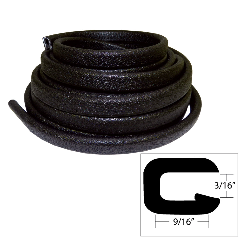 TACO Marine V30-1005B25-1 TACO Flexible Vinyl Trim - 5/32" Opening x 9/16"W x 25'L - Black