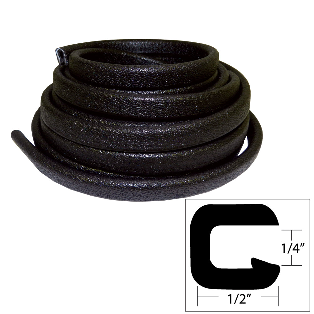 TACO Marine V30-1008B25-1 TACO Flexible Vinyl Trim - ¼" Opening x ½"W x 25'L - Black