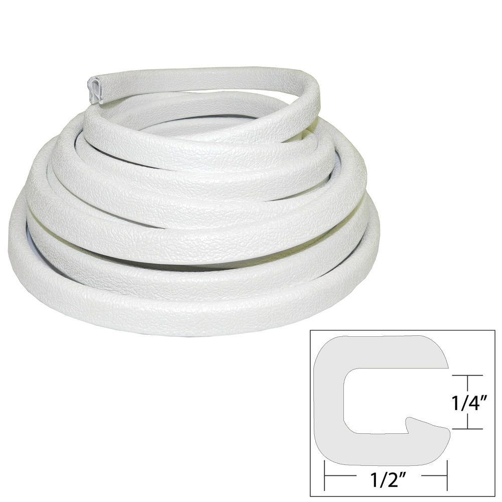 TACO Marine V30-1008W25-1 TACO Flexible Vinyl Trim - ¼" Opening x ½"W x 25'L - White
