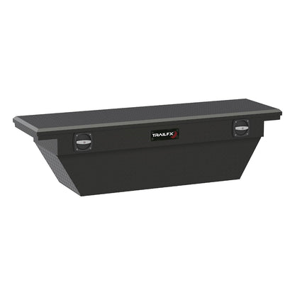 TRAILFX 121693C TrailFX Tool Box Fits Ford F-150 1987-2025 Deep Angled Low Profile Crossover Single Lid Diamond Tread Matte Black Aluminum 69 Inch Wide 10 Cubic Feet T-Handle