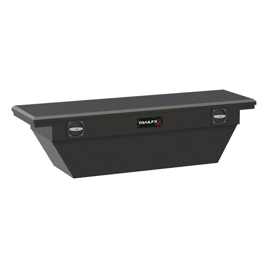 TRAILFX 121693C TrailFX Tool Box Fits Ford F-150 1987-2025 Deep Angled Low Profile Crossover Single Lid Diamond Tread Matte Black Aluminum 69 Inch Wide 10 Cubic Feet T-Handle