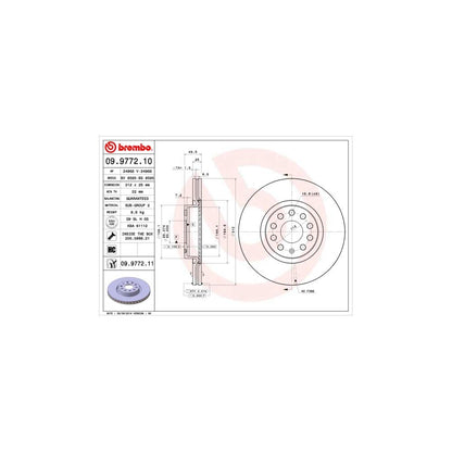 BREMBO 09.9772.11 fits Brembo™ Oe 09.9772.11 BRE UV Coated OE Equiv Rotors