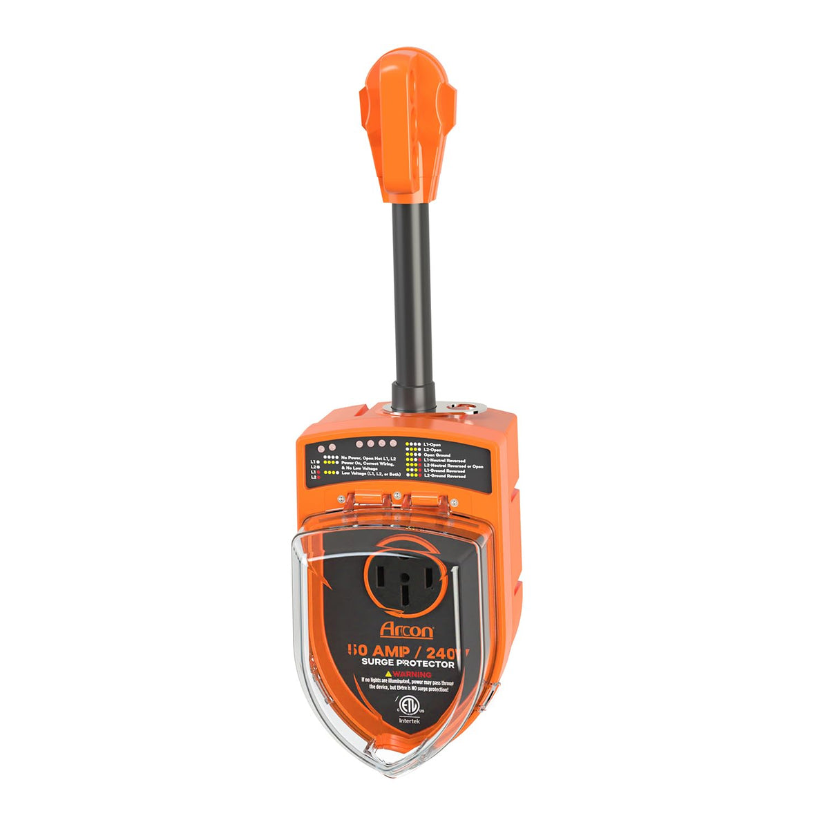ARCON 19759 Arcon Surge Protector 19759, Portable, 50 Amp, 240 Volt, with Plug Head Handle Grip, 7200 Joules of Power Surge Protection