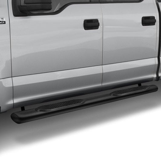 TRAILFX A1551B TrailFX Nerf Bars for Chevrolet Silverado 1500 Standard Cab 2020-2021 Black Powder Coated Steel 4 Inch Oval Straight Side Steps with Step Pads No End Caps Rocker Panel Mount Running Boards