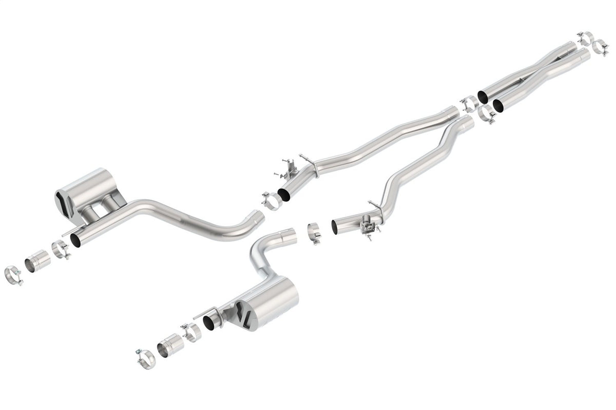 BORLA 140648 BORLA 140648 Cat-Back Sys. for '15-'23 Dodge Challenger SRT Hellcat 6.2L V8 AT/MT RWD With MDS (cyl. deact.) Valves. BORLA Has Valve Simulators. BORLA Does NOT Include Tips Use Factory Bezel/Valance.
