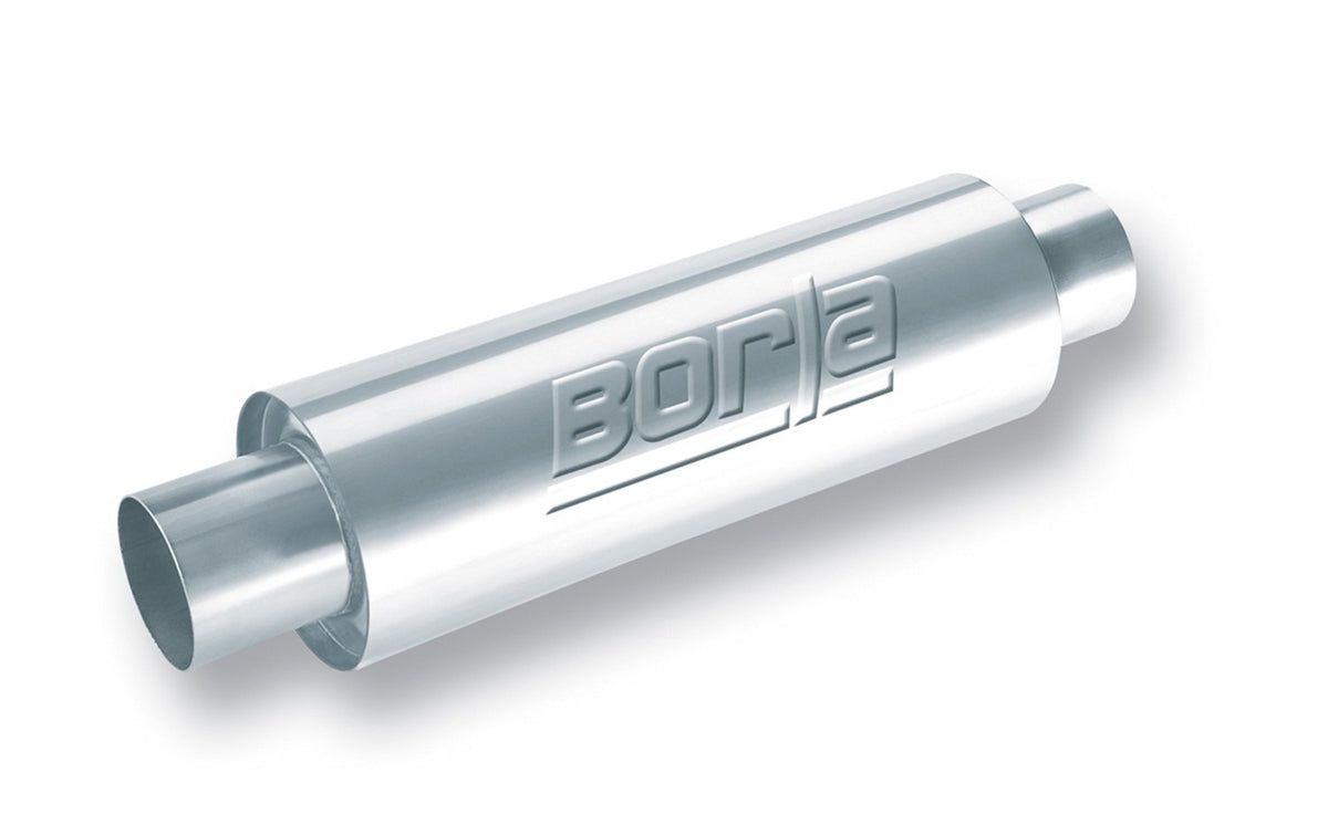 BORLA 40086 BORLA 40086 XR-1 Sportsman XR-1 Sportsman Racing Muffler - 3.5" Center Inlet/ 3.5" Center Outlet 5" Round x 15" Long Body 20" Overall Length. Universal Part. Reversible Design.
