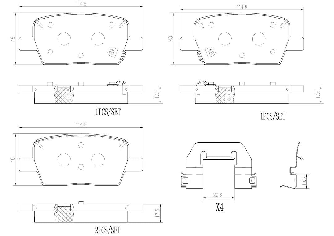 BREMBO P10071N Brembo P10071N Premium Ceramic Rear Disc Brake Pad Set CADILLAC (SGM) OE# 23341199