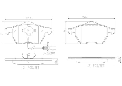 BREMBO P85085N Brembo P85085N Premium Ceramic Front Disc Brake Pad Set AUDI/AUDI (FAW)/HONGQI/SEAT/SKODA/VW/VW (SVW) OE# 4B0698151J