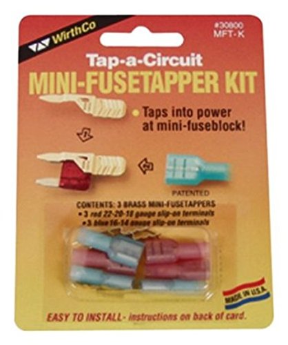 WIRTHCO 30800 Battery Doctor WirthCo 30800 Patented Fuse Tap Kit for ATM Mini-Blade Fuses, 3 Taps with 6 Slip-On Terminals