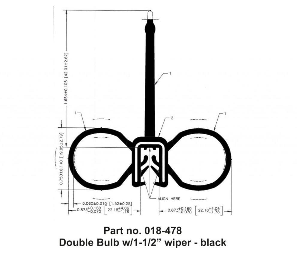 AP PRODUCTS 018-478 AP Products 018-478 Double Bulb Seal with Slide-On Clip , Black