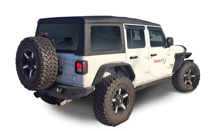 TRAILFX JL05RF Flat Style Fender Flares Fits Jeep Wrangler JL 2018–2025 Pair of 5.5 Inch Tire Coverage, Textured Powder Coated Black, With LED Turn Signal & Marker Light, Set of 2 Fender Flares TrailFX JL05RF