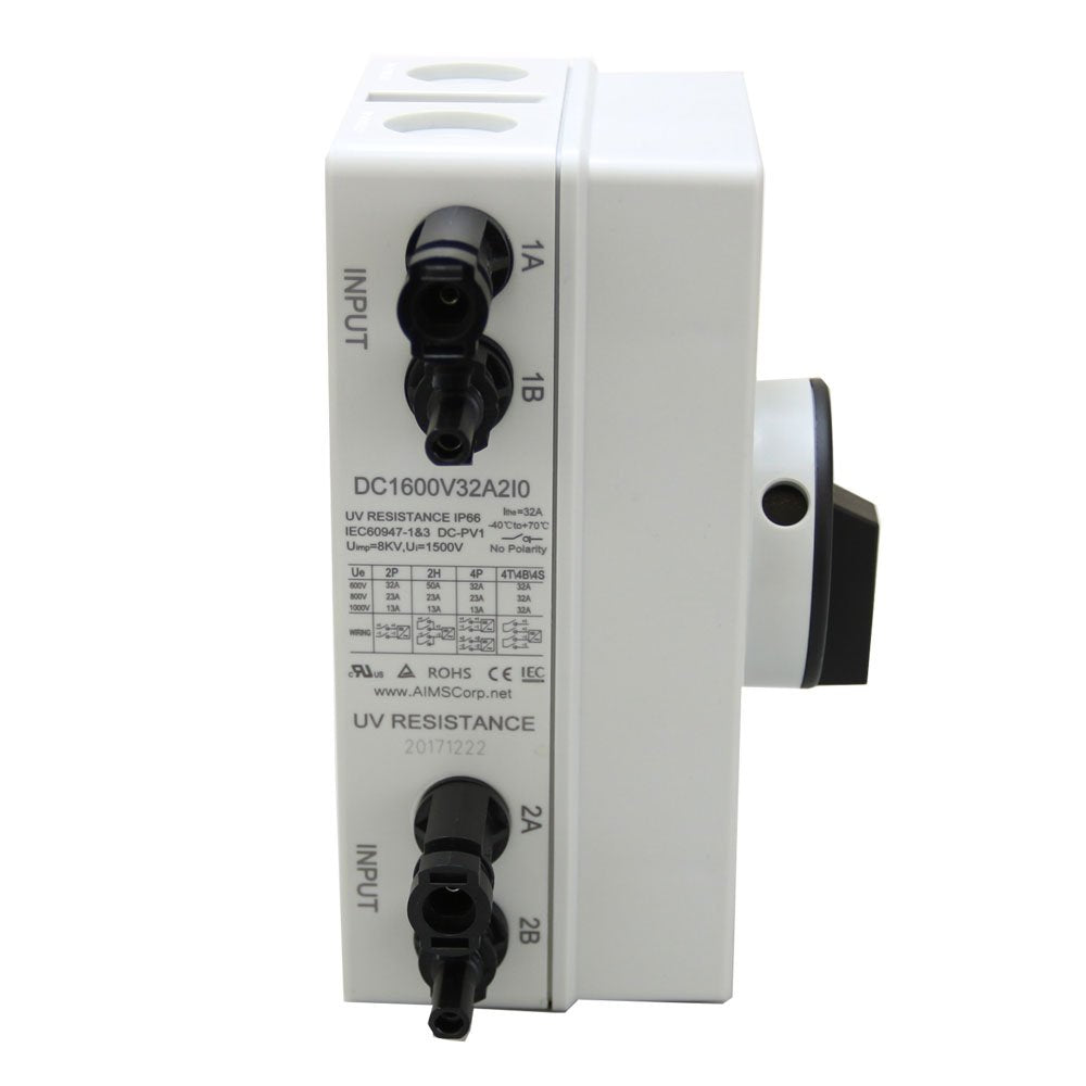 AIMS Power DC1600V32A2IO Solar PV DC Quick Disconnect Switch 1600V 64Amp