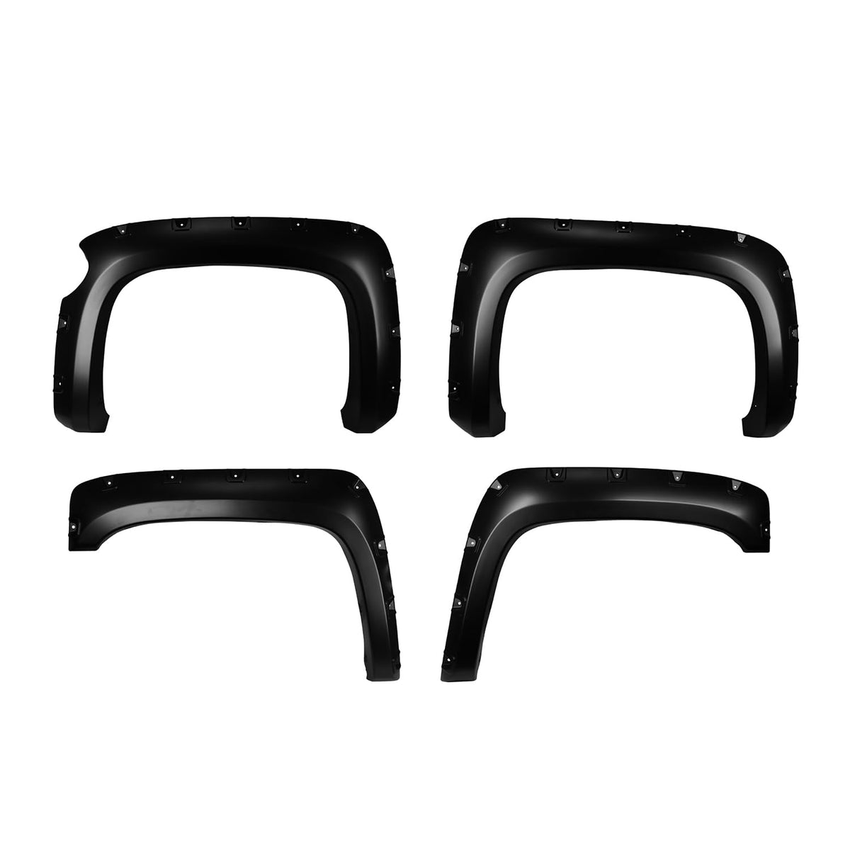 TRAILFX TFC3003S TrailFX Pocket Style Fender Flares for Chevrolet Silverado 1500 5.7 Foot Bed 2007-2013 Black Smooth Paintable Polypropylene Set of 4 with Stainless and Black Steel Rivets TrailFX TFC3003S