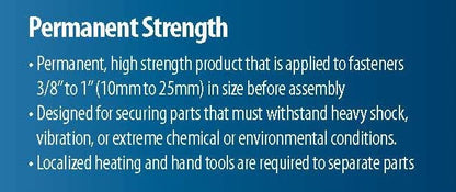 PERMATEX 19962 Permatex 19962 Permanent Strength Threadlocker Red, 6 ml
