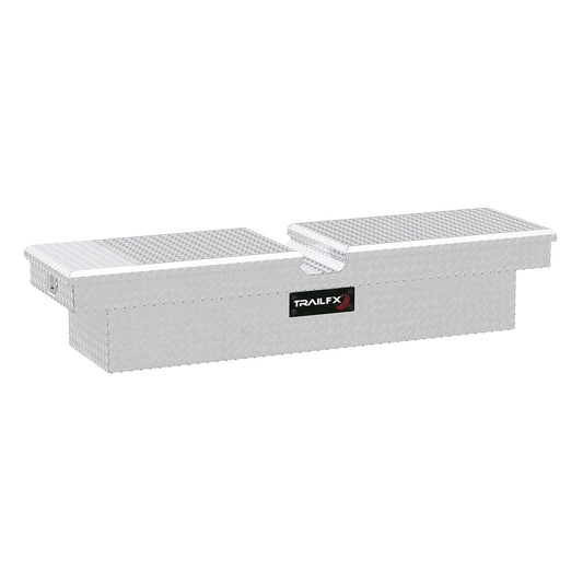 TRAILFX 140701 TrailFX Truck Tool Box Crossover Standard Single Lid Diamond Tread Bright Polished 16 Gauge Aluminum 8.8 Cubic Feet Capacity Lockable Lid With Struts and Tray TrailFX 140701