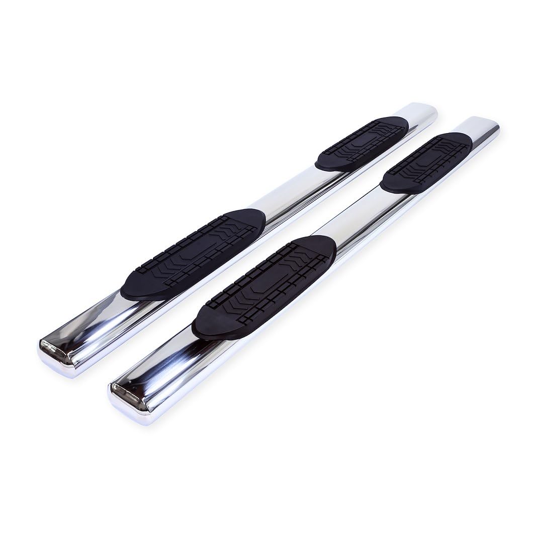 TRAILFX A8255S TrailFX Nerf Bars Fits Chevrolet Silverado 1500 Crew Cab 2019-2025 Stainless Steel 6 Inch Oval Straight Polished with Step Pads Rocker Panel Mount Running Boards TrailFX A8255S