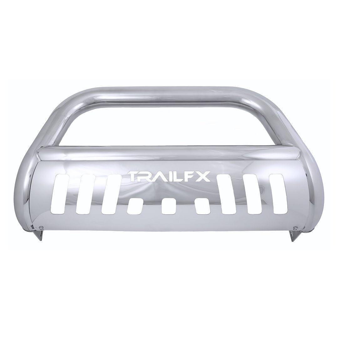 TRAILFX 8923342 TrailFX Grill Guard Fits Dodge Ram 1500 2002-2005 Polished Stainless Steel 3-Inch Bull Bar with Skid Plate and Light Mounts TrailFX 8923342