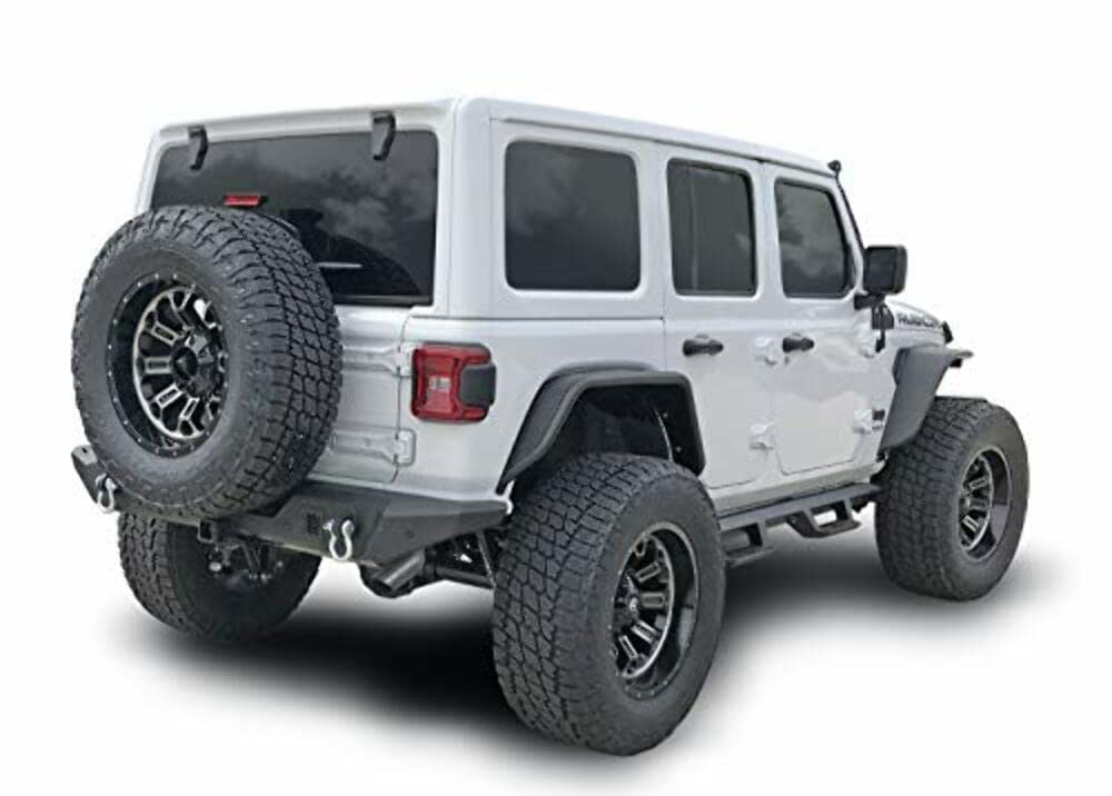 TRAILFX JL06T Rear Bumper Fits Jeep Wrangler JL 2018–2025 One-Piece Textured Black Steel Bumper, Direct-Fit, 2 Inch Receiver, D-Ring Mounts & D-Rings, License Plate Bracket TrailFX JL06T