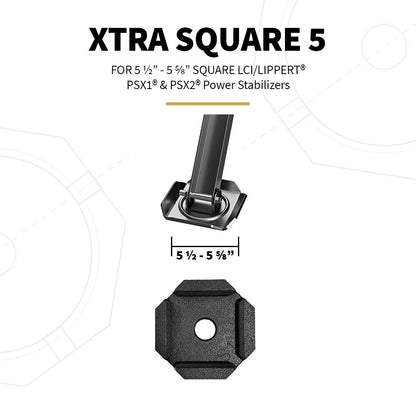 SNAPPAD XTRS5SP4 SnapPad Xtra RV Leveling Pads - Permanent Jack Stabilizers for RVs - 5" Square Leveling Jack Pads for LCI Leveling System - Heavy Duty Replacement for Blocks - Made in The USA (Square 5 4-Pack)