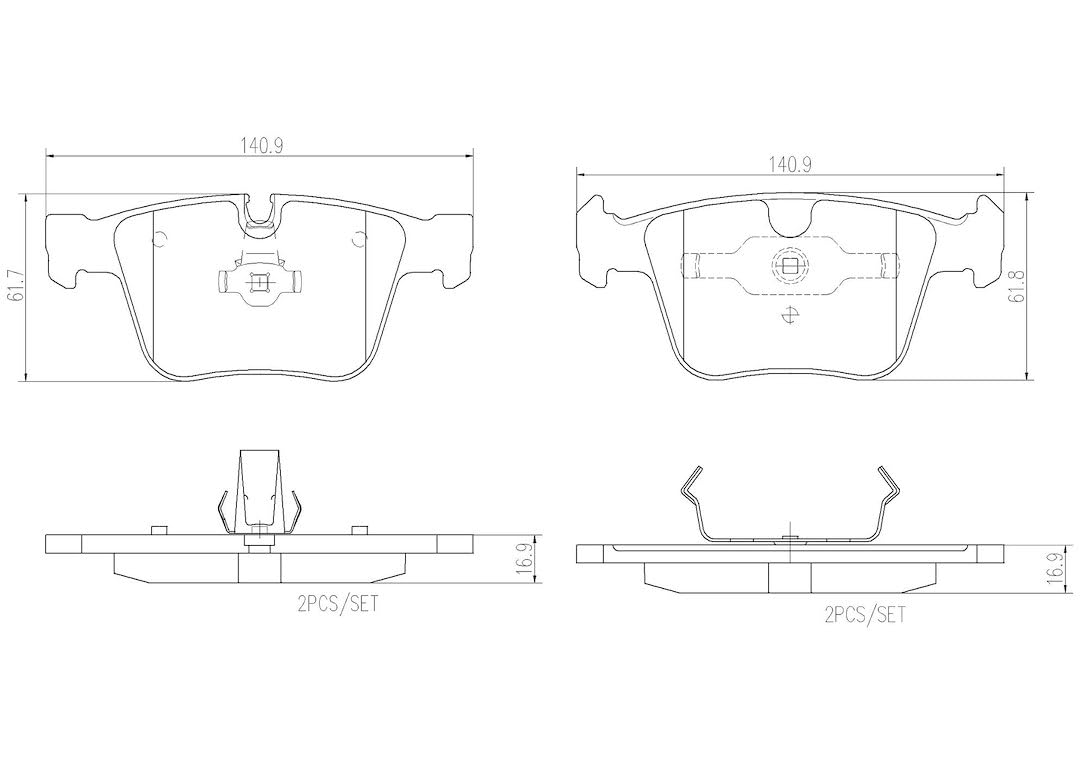 BREMBO P50116N Brembo P50116N Premium Ceramic Rear Disc Brake Pad Set MERCEDES-BENZ OE# A1644202420