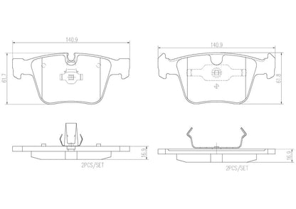 BREMBO P50116N Brembo P50116N Premium Ceramic Rear Disc Brake Pad Set MERCEDES-BENZ OE# A1644202420