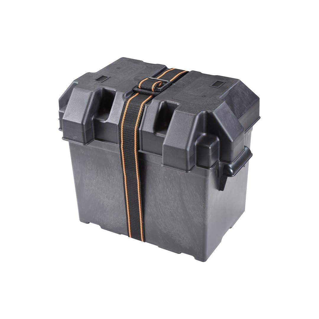 ARCON 13228 Arcon Battery Container 13228, Fits 6 Volt Golf Cart Battery, Strap Style Box, Black, Polypropylene, Vented, with Box/Lid/Strap/Mounting Brackets/Stainless Screws