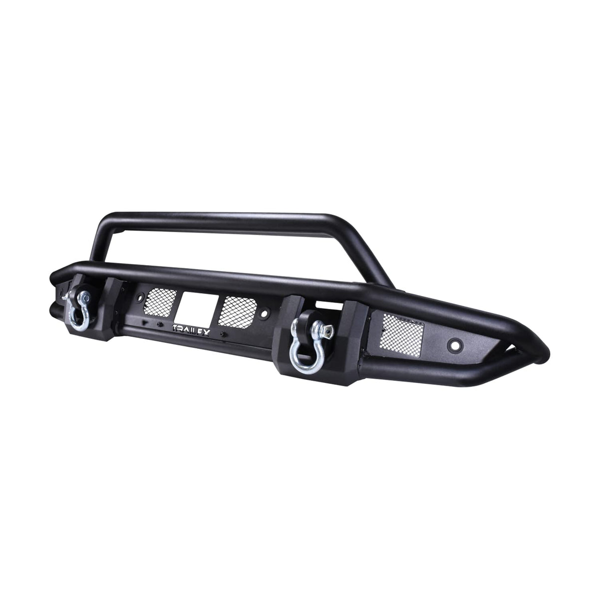 TRAILFX BR001T TrailFX BR001T Standard Front Bumper with Pre Runner Guard for Ford Bronco 2021-2025 Matte Black Powder Coated Steel Direct-Fit D-Rings LED Cube Light Mounts